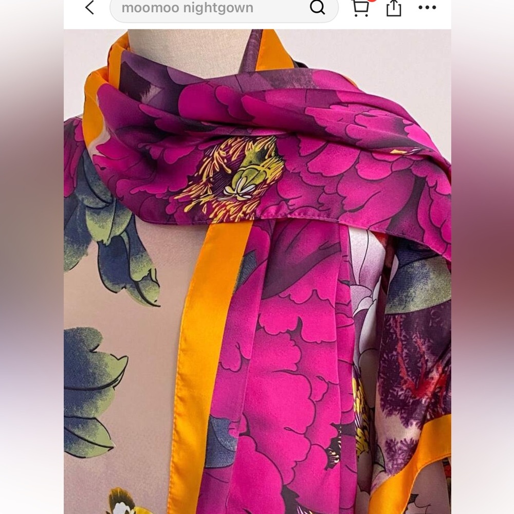 Floral Kimono Robe with Matching Scarf nwt - Picture 4 of 4